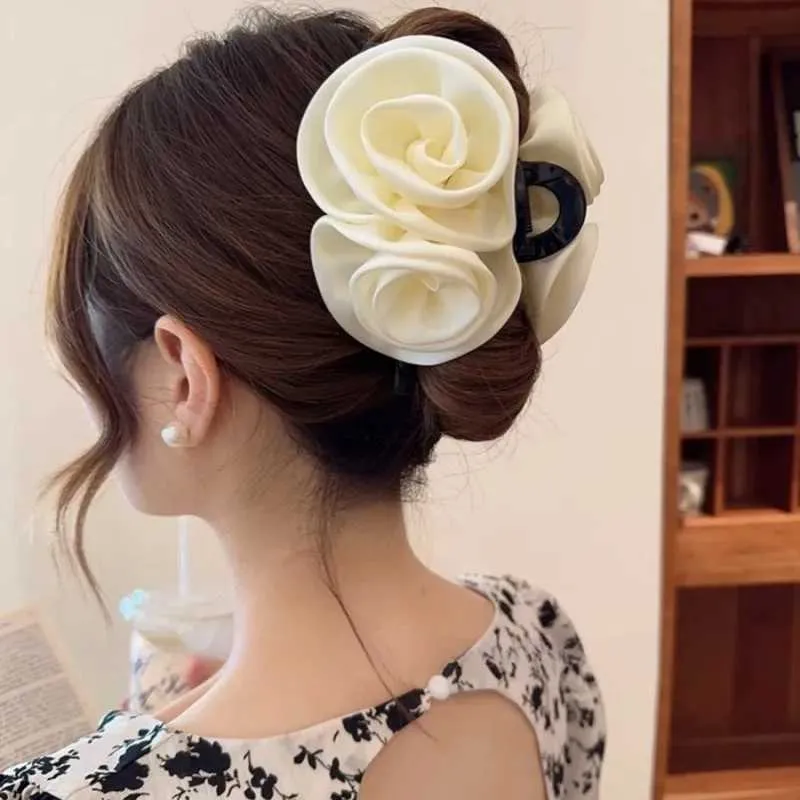 Andere elegante Vintage Satin Farbe Rose Blume Haare Hakenhalter Haarthaare Haarnadel Frauen Mädchen Barrettes Haarzubehör