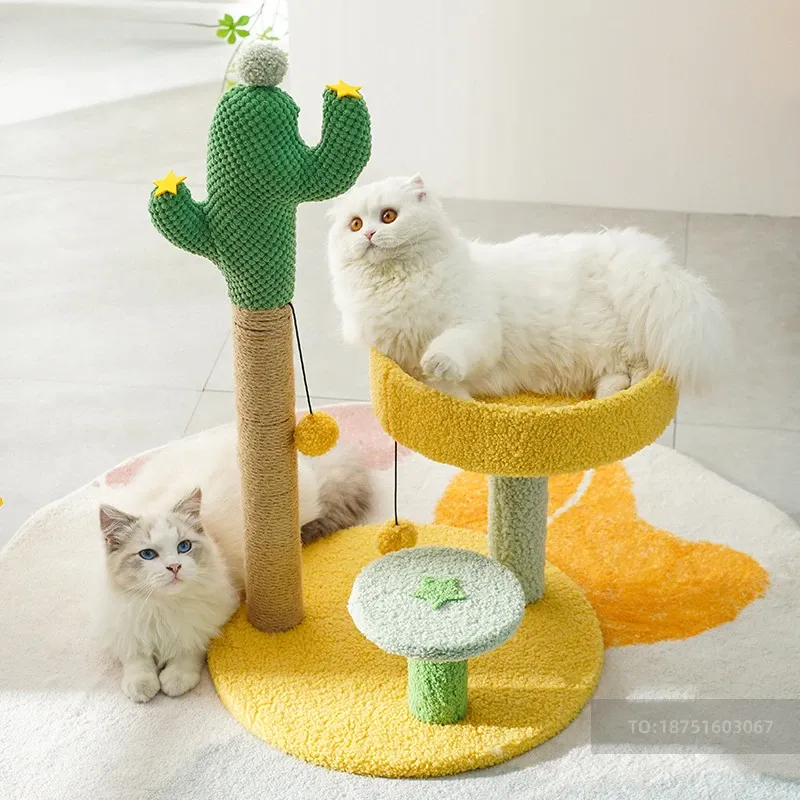 Scratchers Cactus Cat Kratzposten Katzensprungplattform Katzenbaum Sisal Säule Schleifklaue Göttliches Werkzeug spielen Katzenkatze Eigentumswohnung