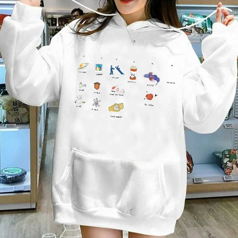 Sweats à capuche masculine 2024 Sza Saturn Sweat à capuche Harajuku Hip Hop Pullover Top Sports Shirt Music Fan Gift Q240506