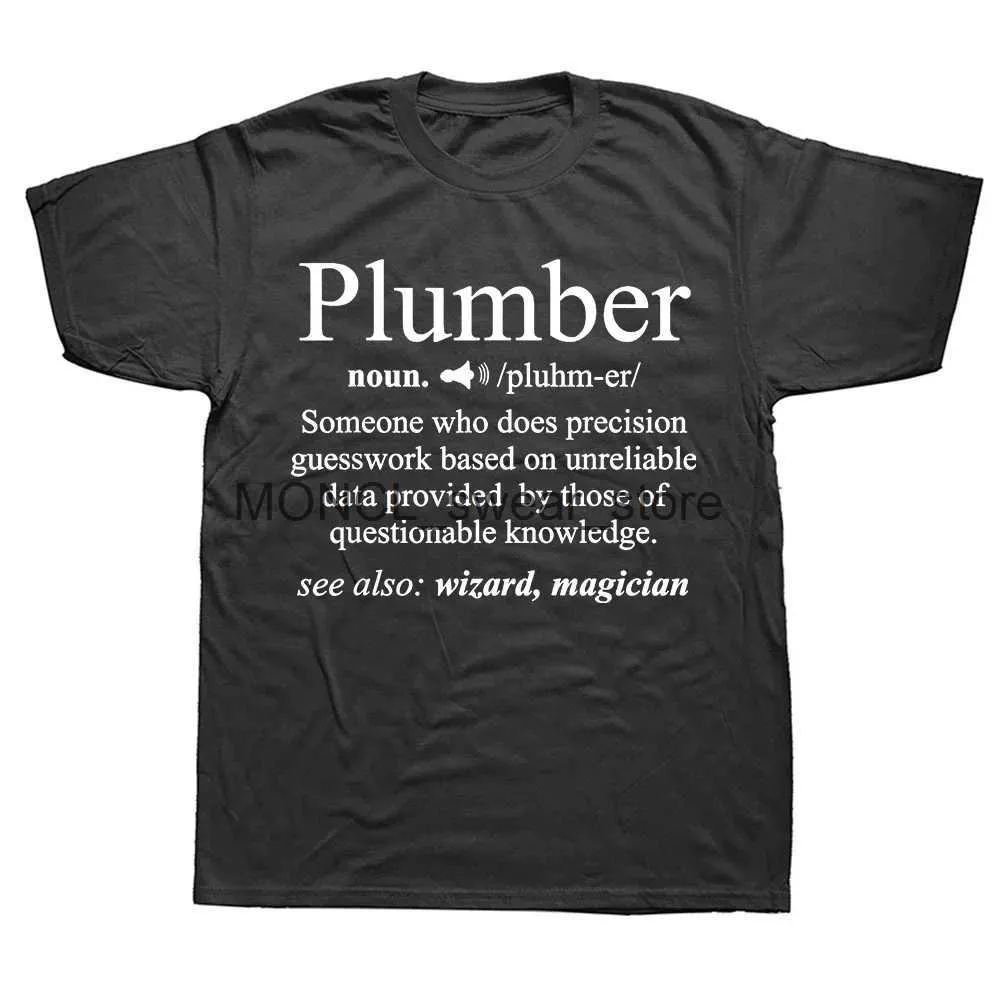 T-shirt maschile divertenti NOUN Definizione di idraulica Taglietta per idraulico regalo Love tops rotondi a corto-slitta maglietta di moda casual magliette di base H240506