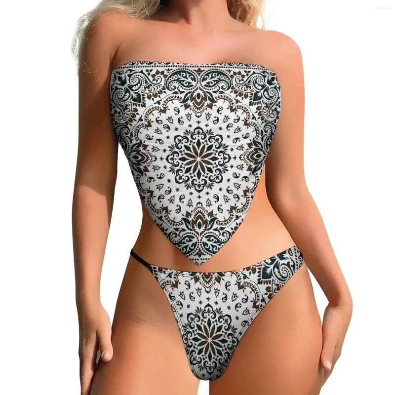 Dames Swimwear Summer Custom Polynesisch strand Push-Up zwempakfeest Hawaiiaanse vakantie Bikini Sexy Low-Rise onregelmatige tweedelige set