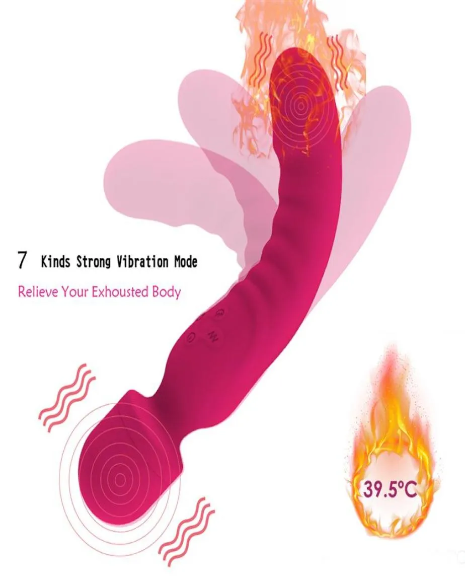 Podgrzewanie wibrator z dildo silikonowego dla kobiet Magic Różdżka Masaż G wibrator wibrator stymulator stymulatorów seksu dla kobiet masturbator Q119872270