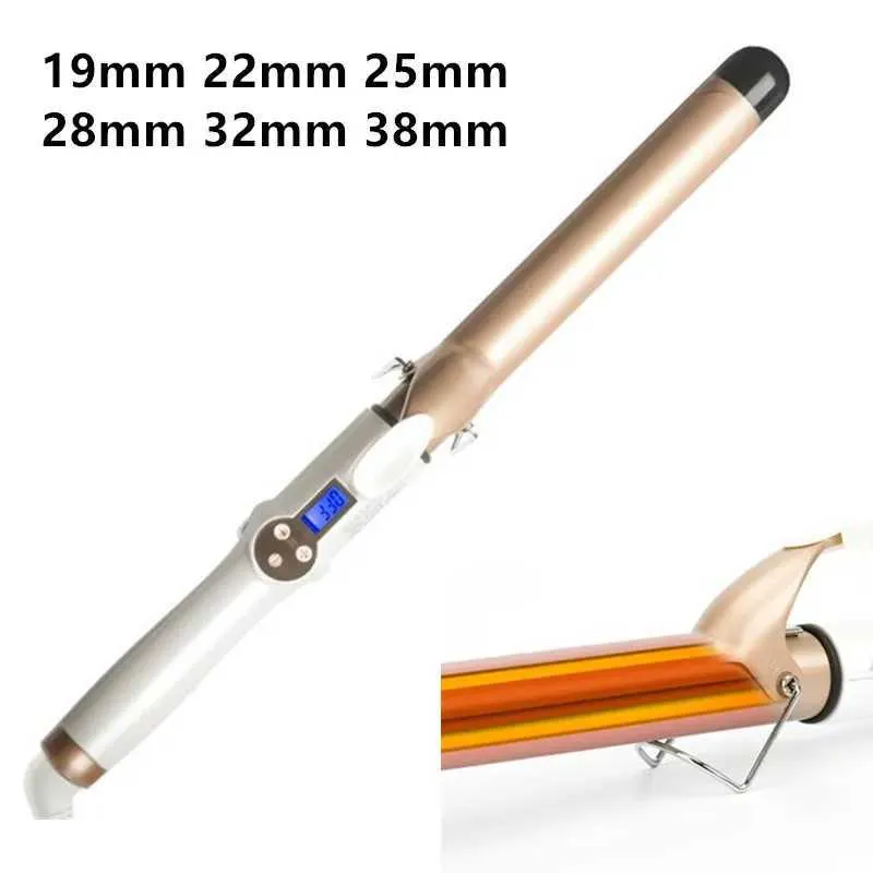 Haarkrullen rechters elektrisch professional 22 mm 28 mm 32 mm 38 mm Ceramic Curlers LCD Curlers Iron Curlers en Wald Wave Fashion Styling Tools 2# Y240504