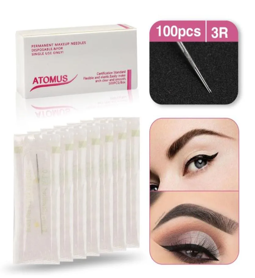 100pcs 3rl stałego makijażu igła brwi 1R 5R 5F 7F Makeup Brwi igły z korka sterylizowana do maszyny6541072