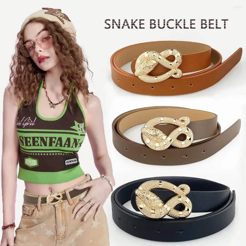 Cinture oro snake abbottonatura cintura di tendenza della moda femminile semplice e selvaggio in pelle morbida di denim europeo accessori per pantaloni europei