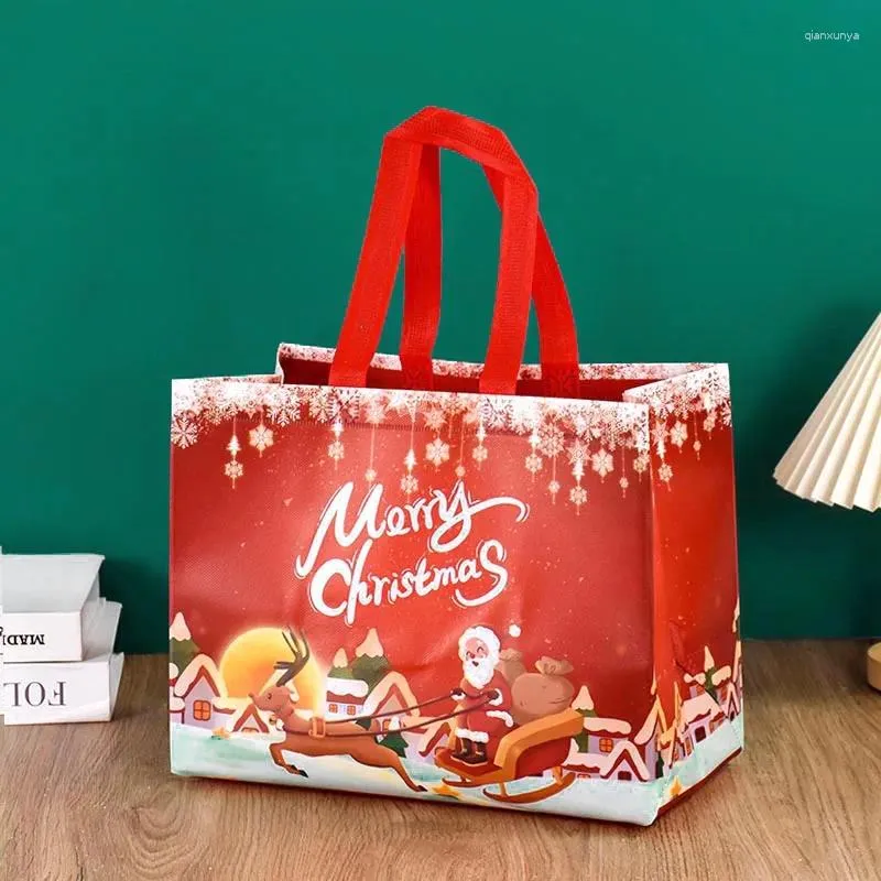 غلاف الهدايا 1/2pcs أكياس عيد الميلاد الكبيرة الرسوم المتحركة سانتا كلوز الثلج حقيبة تعبئة للأطفال هدايا Navidad