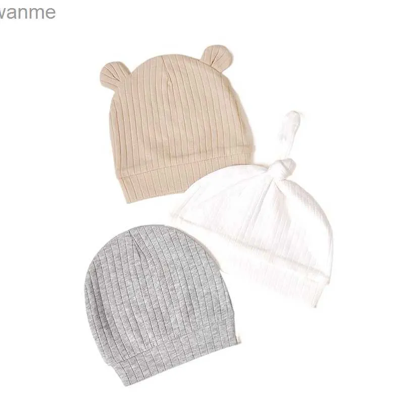 Caps hoeden 3 stuks/set 0-6m pasgeboren babymuts katoenen hoed babymuts babybonen geschikt voor meisjes lente zachte baby hoedjongen en kind accessoires cadeau wx