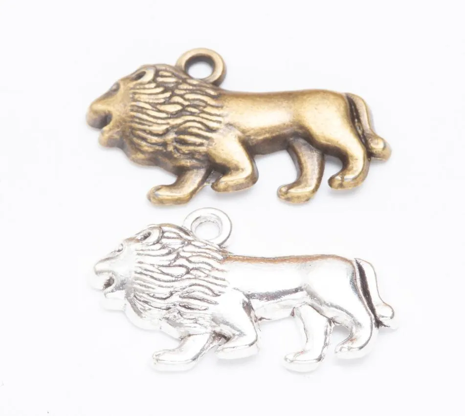 50 st 18x29mm antik silverfärg djur lejon charms metall mässing hängen för armband halsband örhänge diy smycken tillverkning 3032585