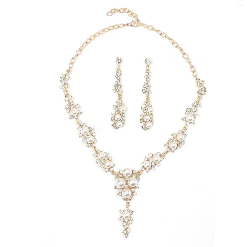 Halsbandörhängen Set Pearl Luxurious All-Bridal Dress Smycken för alla hjärtans dag gåva