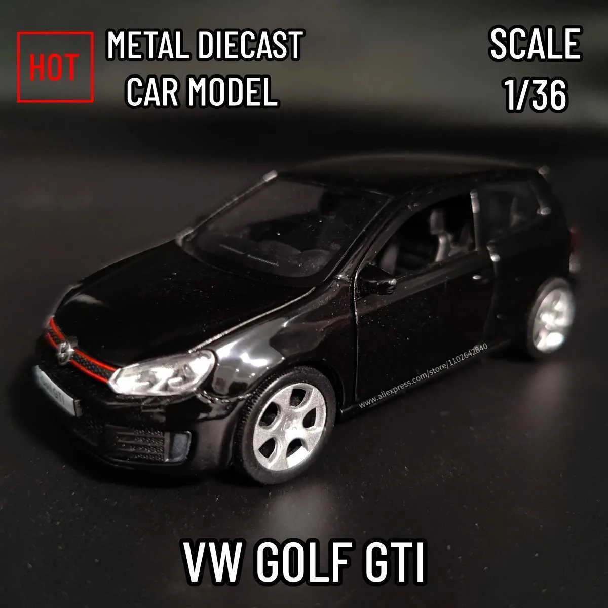 Modèle Diecast Cars 1 36 Modèle de moulage en métal Repilca Volkswagen Golf GTI Classic proportionnel Mini Series Car Amateur Childrens Toy Boy Christmas Giftl2405