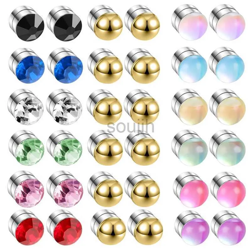 Artes do corpo 12pcs/lote ímã magnético Estreo nariz de aço inoxidável sem orifício anel nariz helix helix cartilagem labret stud sem perfuração jóias D240503