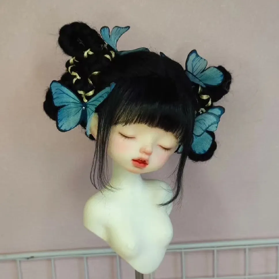 Dolls Nowa peruka lalka za 1/6 1/3 1/4 1/8 SD Bjd Doll Peruka Białe czarne włosy Księżniczka Doll Butterfly Fałszywe włosy dekoracja księżniczka