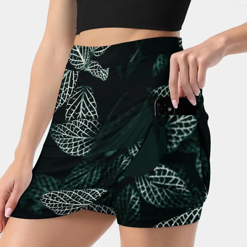 Signe foglie scure 3 gonna da donna Skort Skort con tasca Pianta naturale in stile 4xl in stile coreano