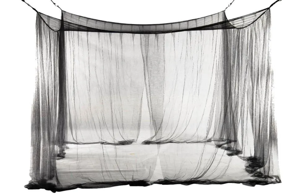 Ny 4Corner Bed Netting Canopy Myggnät för queenking -size -säng 190210240cm Black6519070