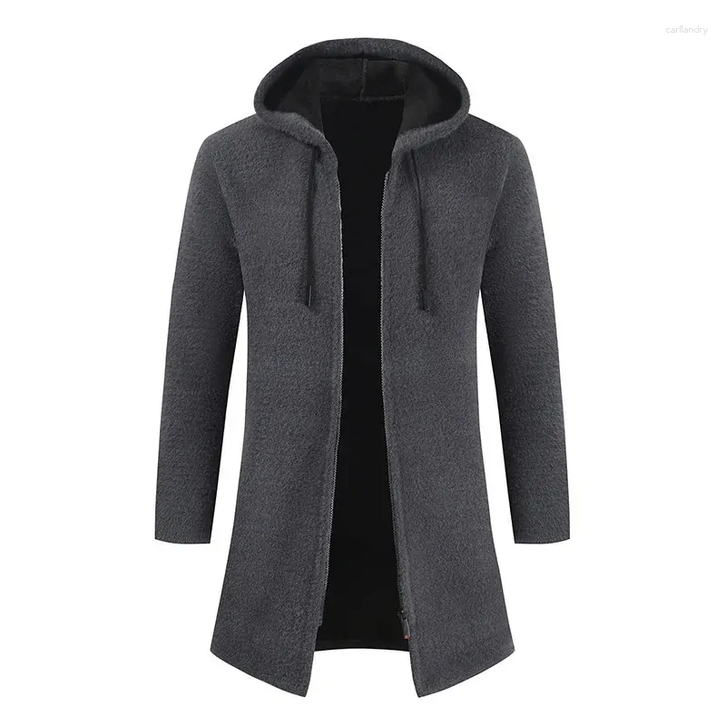 Vestes masculines Mouilles de vêtements 2024 Produits Pull Couleur solide Cardigan Hooded Hooded Plus taille Men Men Hiver Coat