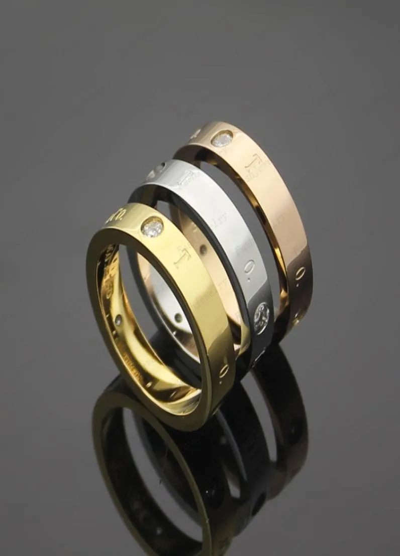 Three Diamond Luxury Love Ring Zirconia Designer Jewelry 18K Gold Plated Wedding Whole Adjustable with Packaging Box2288687