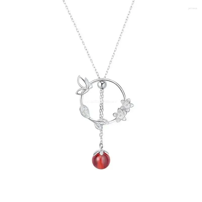 Ketten einzigartige Schmetterling Blume rotes Perlen Anhänger Schlüsselbein Kette Schmuck Geschenk Frauen Männer Dropship