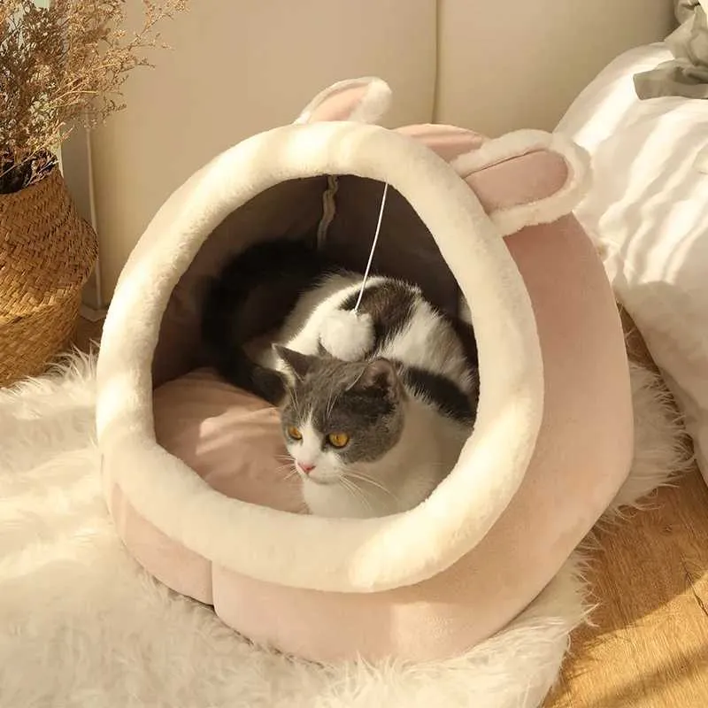 Lits de chats meubles de sommeil profond lit de chat carton lit animal de compagnie pliable amovible lavable animal de compagnie lit de couchage pour petit tapis de chien sac cave chats lit