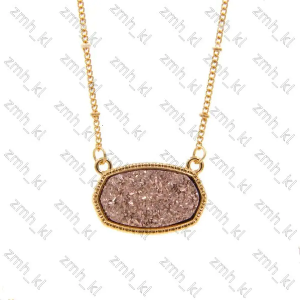 Designer sieraden hanger kettingen hars ovale druzy ketting goud kleur keten drusy hexagon stijl luxe designer merk mode sieraden voor vrouwen 608