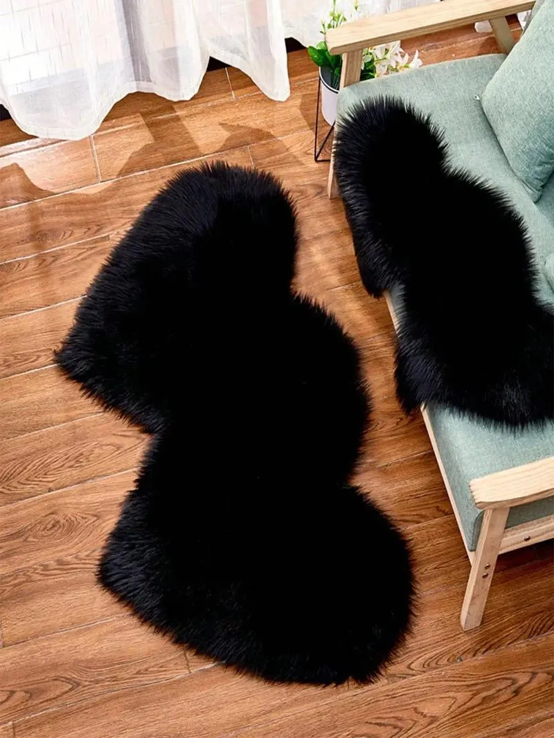 Tapetes longos e luxuosos pretos de cabeceira de cabeceira de coração e taco de piso da sala de estar