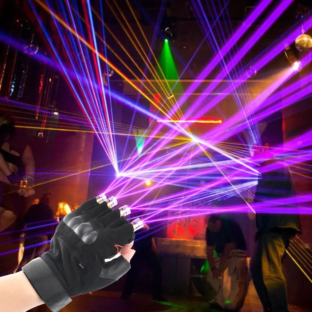 Guanti rossi/verdi/viola guanti balli da ballo guanti luce laser palma per dj club/feste/bar stage nodolty light performance oggetti