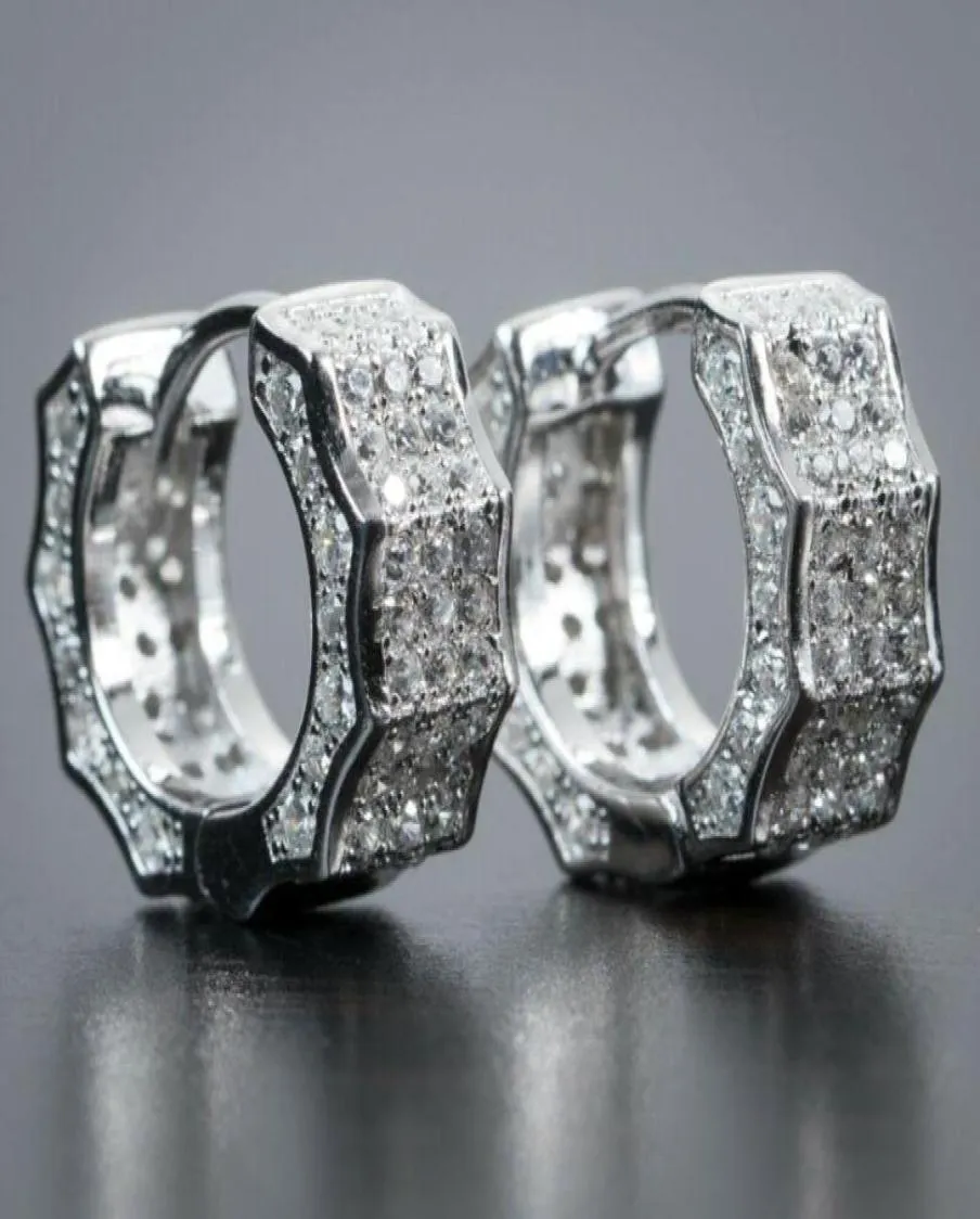 Orecchino a cerchio maschile fatto a mano micro pavimentazione zircone 925 orecchini da sposa in argento sterling per uomini donne hiphop gioielli hiphop huggie1975515