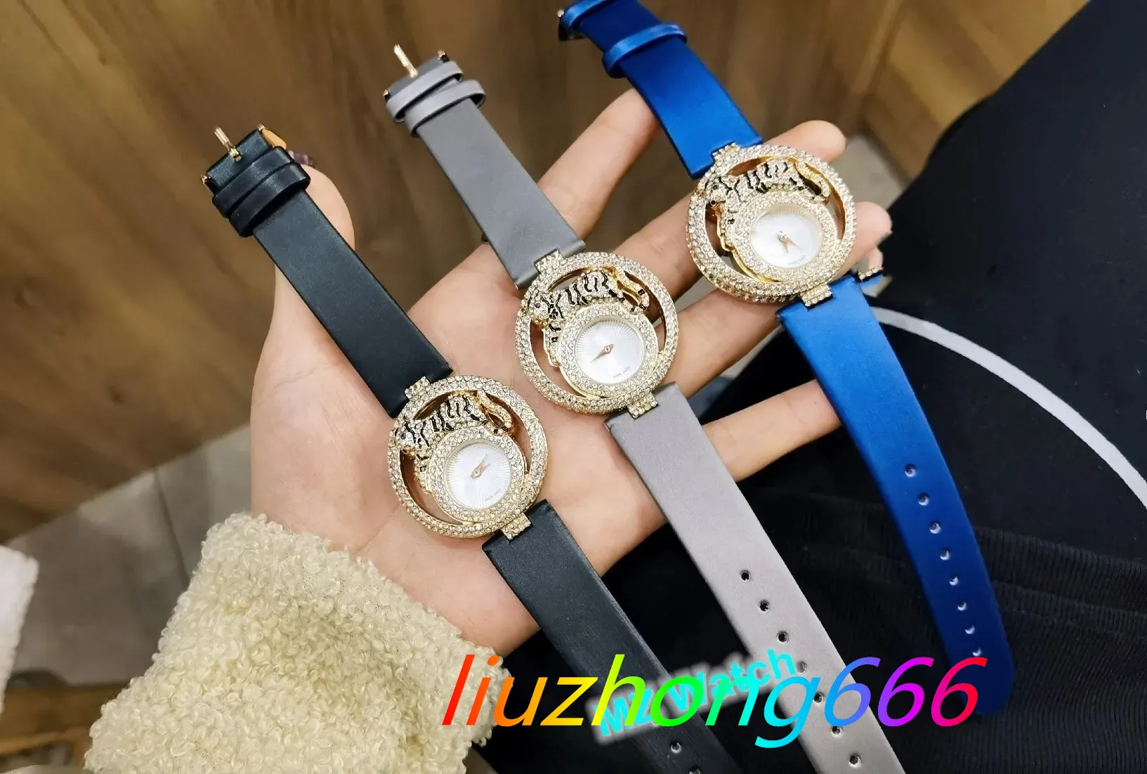 Top -Quality Classic Brand Panther Watch Full Crystal Leopard Armbandwatch Edelstahl Diamant Dial Frauen Quarz Uhren Tieruhr 36mm