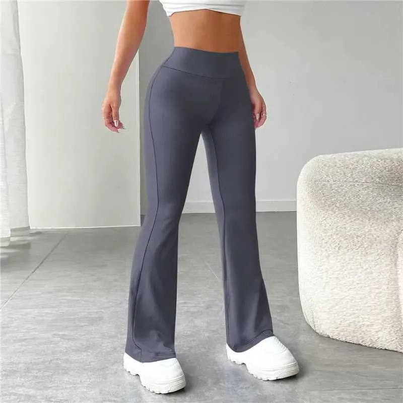 Pantalon féminin Capris Femmes Sports Pantalons Flare Rotuls Fitness Soft Fitness Running Jams High Taies Casual et décontractée Pantalon Flare Pantalon Pantalon Mop Y240504