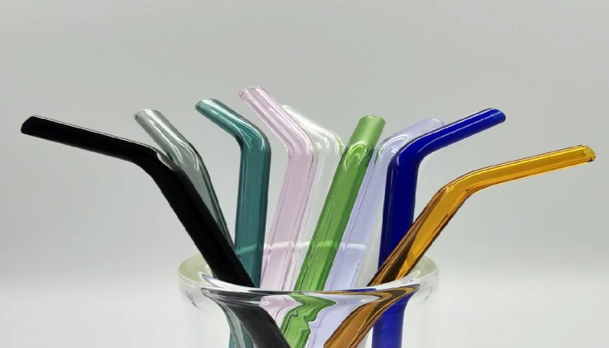 whole 7 8 colorful straight and bend glass drinking straws pipette ecofriendly baby milk juice reusable glass straw bar party8223471