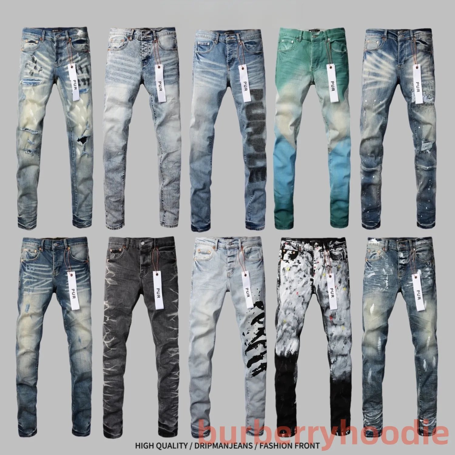 Designer Jeans de marca roxa para homens Calças de calça roxa Hight Hight Quality Bordado Jean Denim Troushers Mens jeans roxos