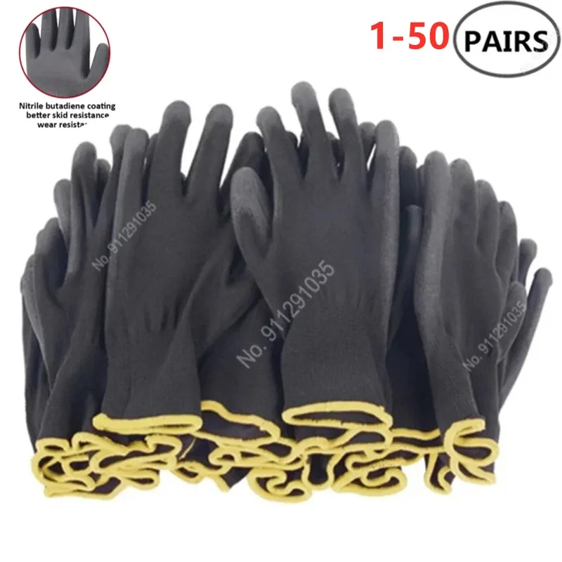 Handschuhe 120 Paare von Nitrilsicherheitshandschuhen, PU -Handschuhen und mechanischen Handschuhen mit palmenbeschichteten Arbeiten, erhalten CE EN388