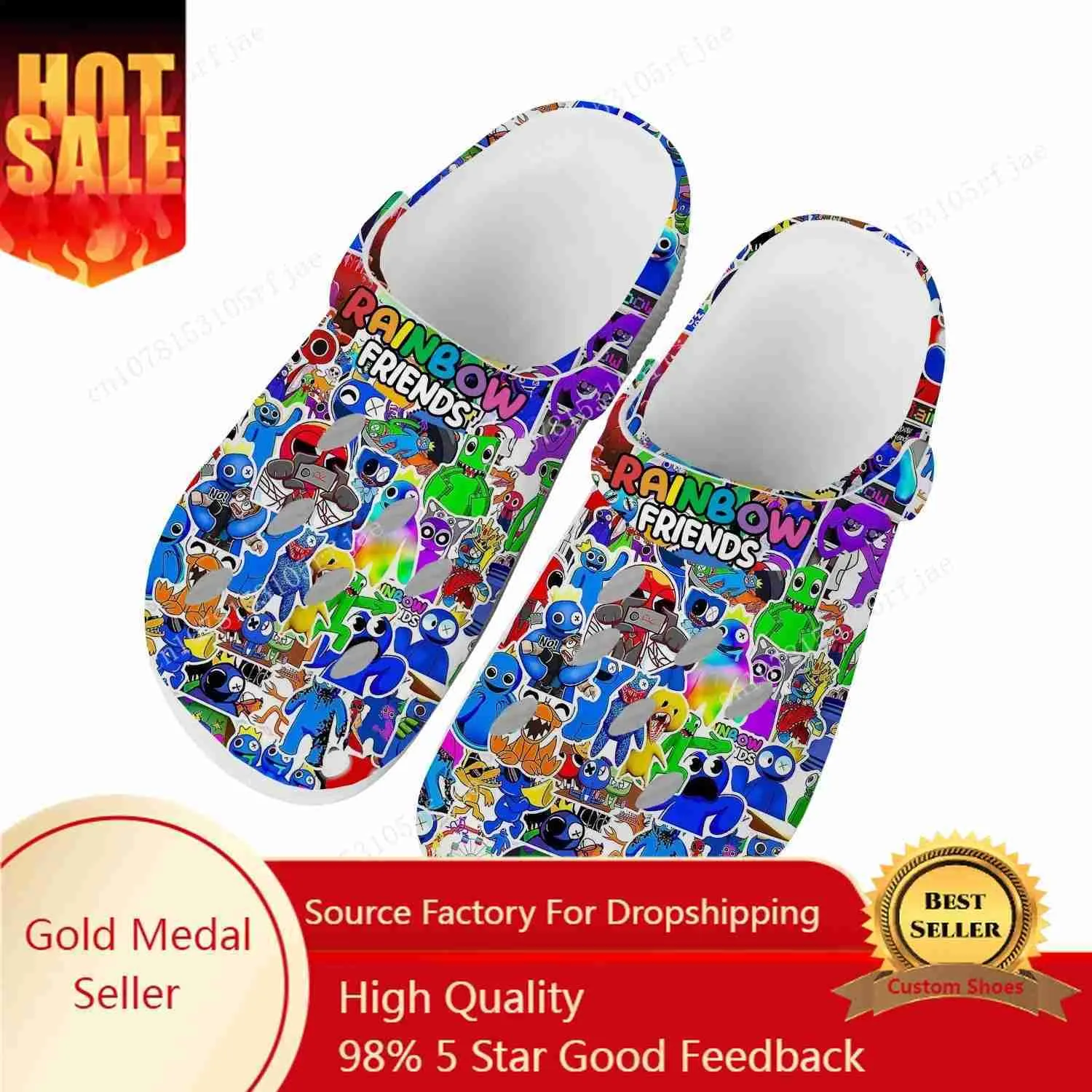 Sandales R-Rainbows F-Friends Home Clogs Game Homme pour femmes pour femmes Chaussures d'eau construites sur mesure Fashion Garden Beach Hole Sangers Sandales 240506