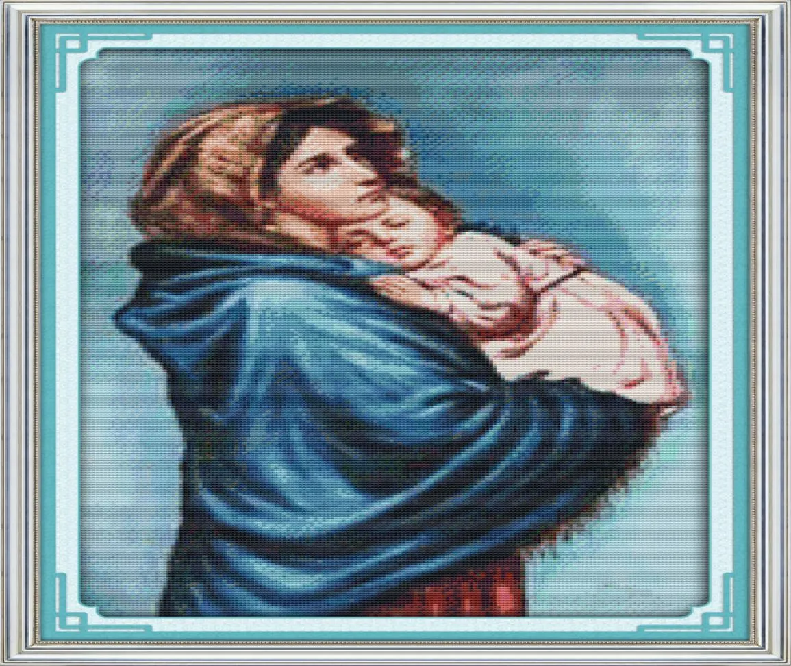 La Vierge Marychristian Jésus Paintes de décoration de croix à main