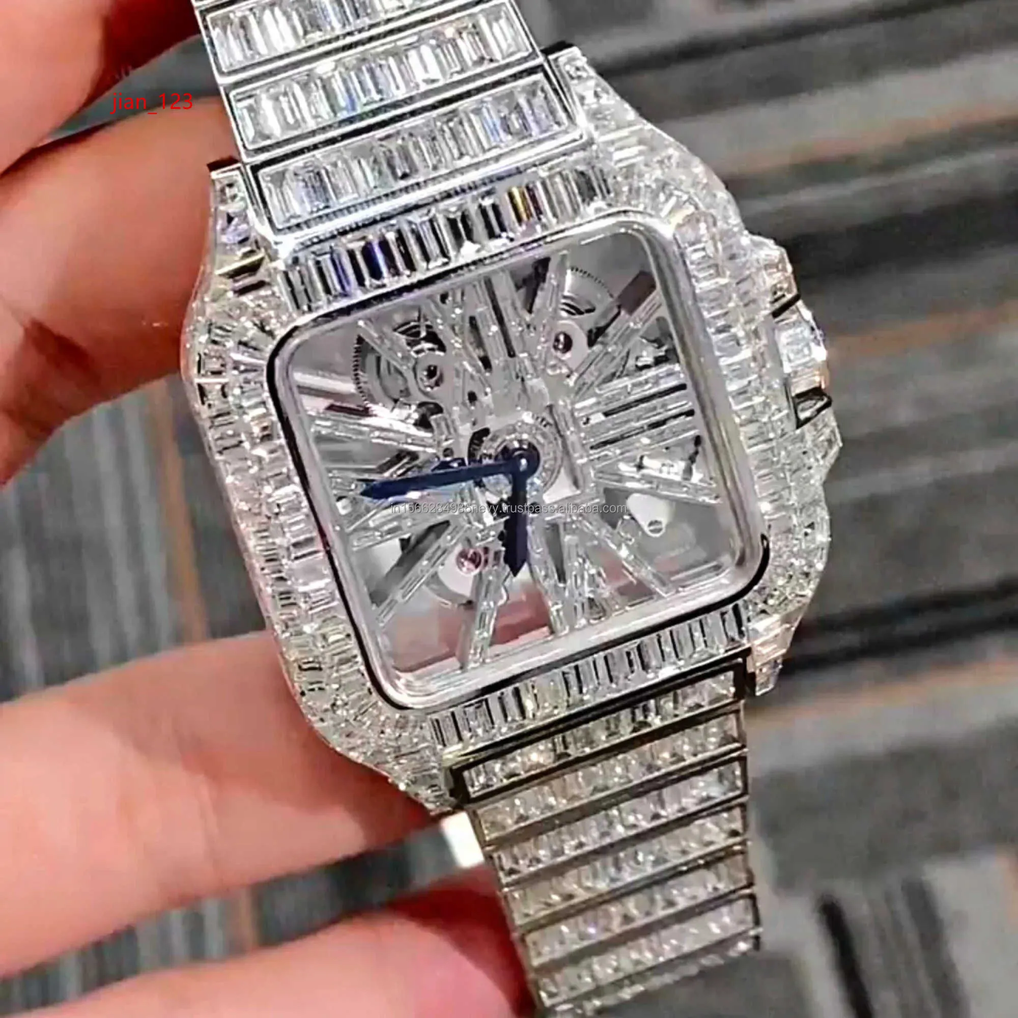 Orologio di lusso di qualità premium ghiacciata VVS Moissanite hip hop orologio a forma quadrata hip hop vvs orologi diamanti moissanite per uomini