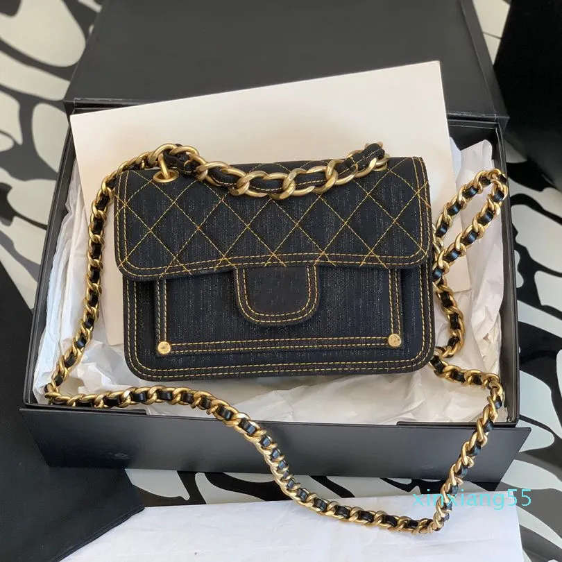 2024 Luxury Chain Lady Shoulder 19CM Crossbody Handväska plånbok med låda med låda