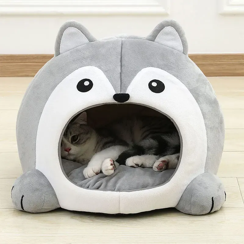 Huizen Zeer zacht kattenbed Pet Basket Cat House Sofa Kleine Dog Lounger Kussen Kittens Cave Puppy Mat Huis Tent Bed Supplies voor katten