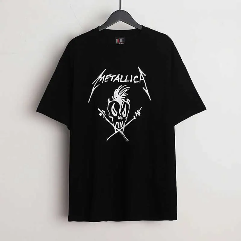 メンズTシャツセントマイケルTシャツハイストリートヒップホップスカルシンプルなラインドラワトラスプリントロバー男性