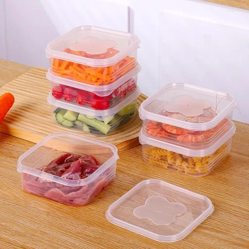 Bouteilles de rangement carré en plastique ménage crrisparent transparent sceau de joint réfrigérateur Fruit and Vegetable Kitchen