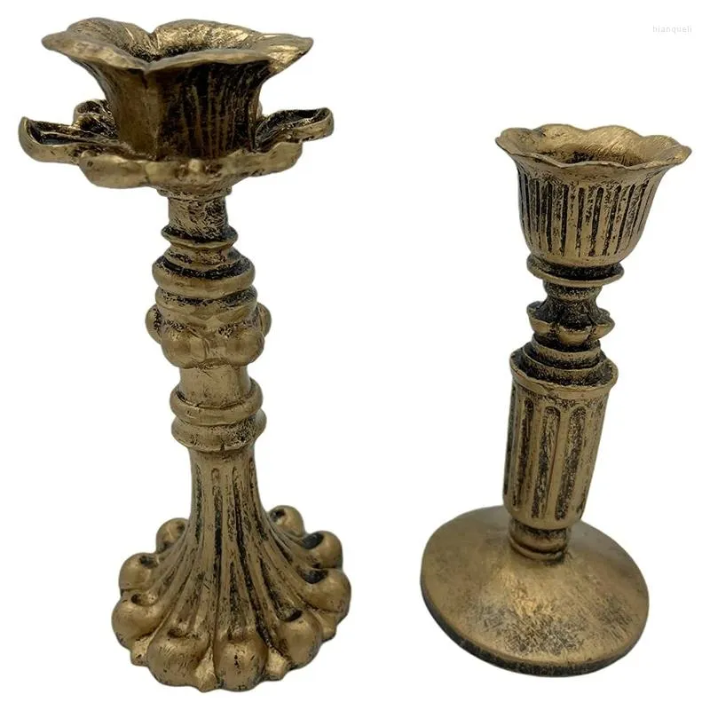 Ljushållare franska nostalgiska blommor hartshållare Antik brons/möbler dekoration/retro ornament ljusstake (en uppsättning av 2)