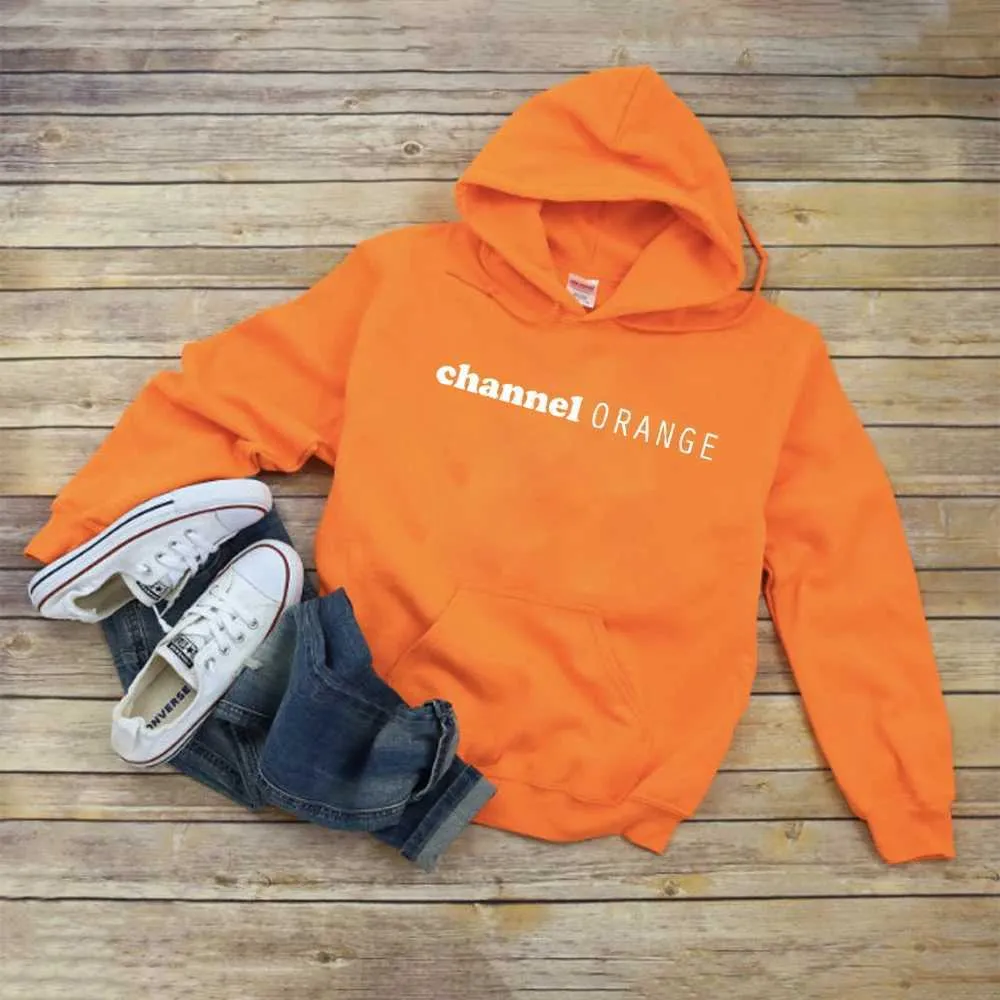 Orange graphic hoodie sales