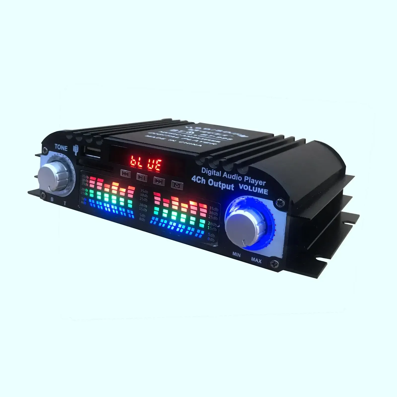 Verstärker HiFi Stereo Power Amplifier Professional Digital Bluetooth 5.0 FM SD USB DC 12V 4 Kanal Audioempfänger für Home Party Bar Car Car