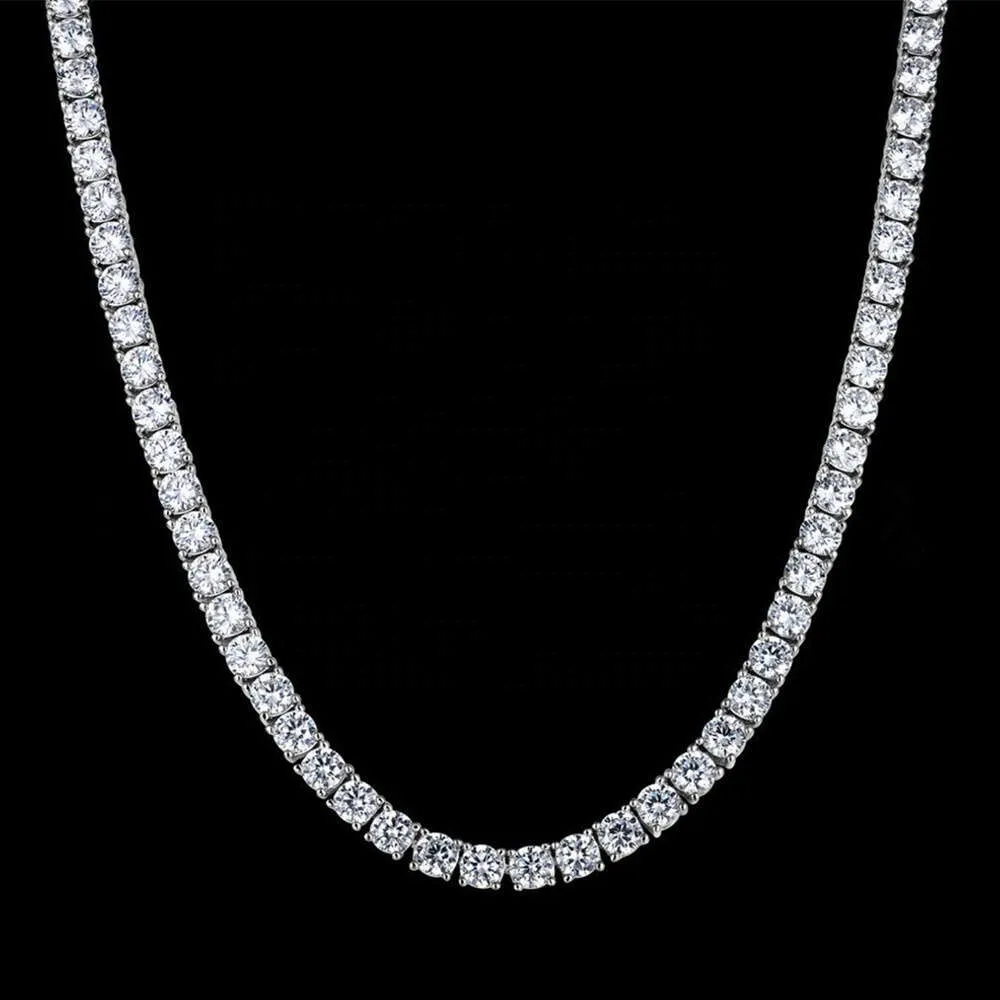 Kibo Women Jewelry 18k White Gold Plated 925 Sterling Silver Vvs Moissanite Tennis Chain Necklace