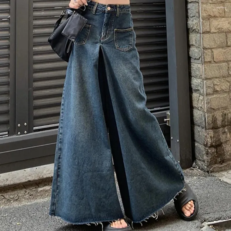 Women's Jeans Women's Wide Leg Woman High Waisted Trousers Flared Pants Baggy Jean Loose Casual Korean Fashion Clothing Denim