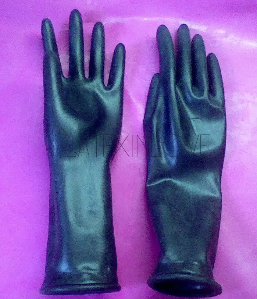 Gants Sexy Black Latex Gants courts poignets Edge pour les femmes et les hommes