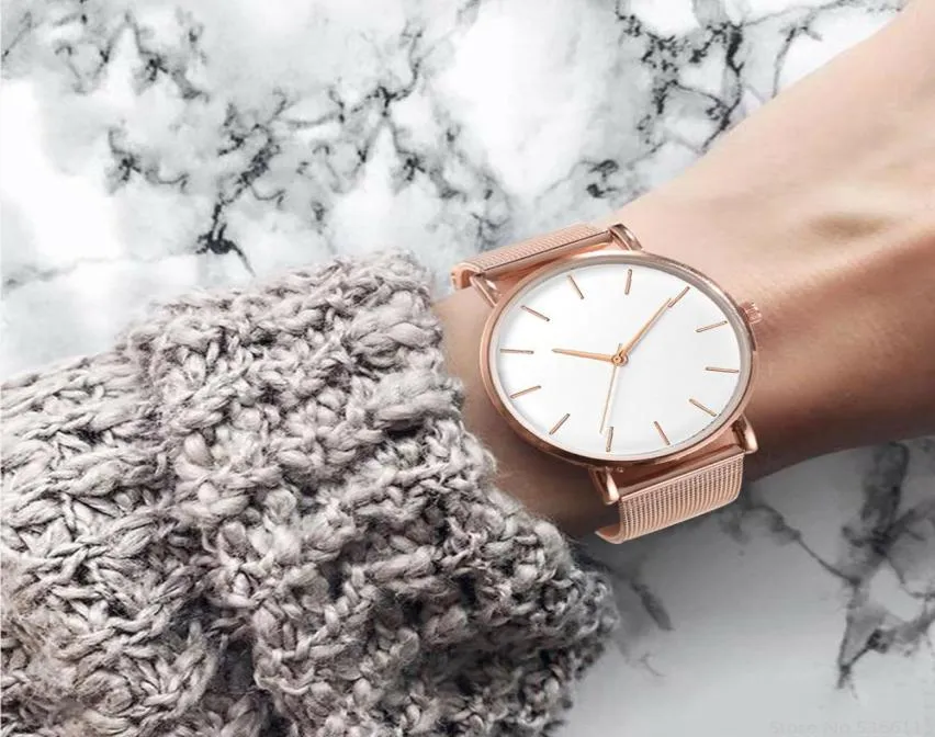 2021 Ultrathin Rose Gold Watch Minimalist Mesh Women Watch femmal Watches Watch8104836