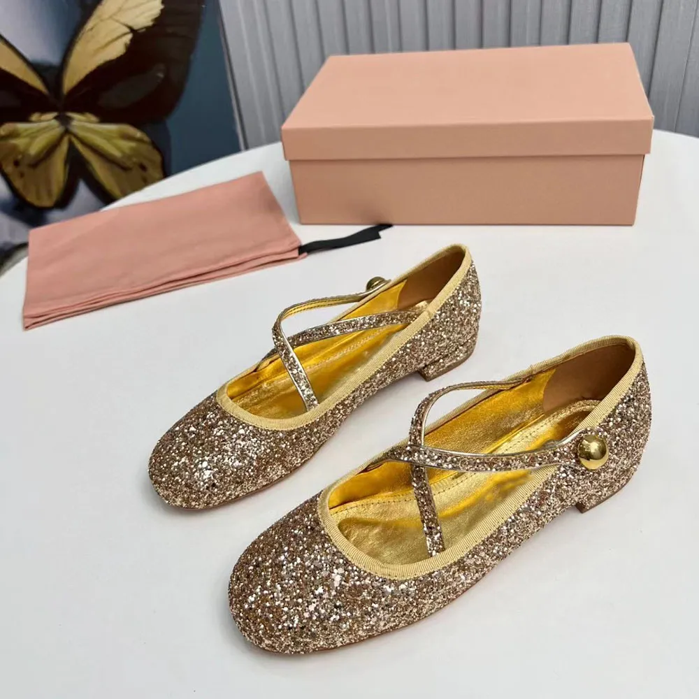 Lyxiga avslappnade lägenheter mode kvinnlig ny ankomst bling bling loafers äkta läder guld silver retro alla matchar hösten enstaka skor