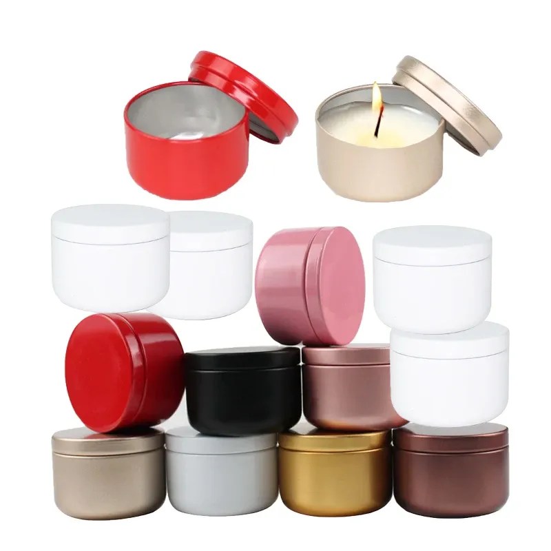 Candele 45/60/80/100pcs Candela in alluminio da 50 ml Contenitori rotondi di candele barattoli estetici Crema Crema Crema Vento Aromaterapia CANIGLIA METALE SECOLA