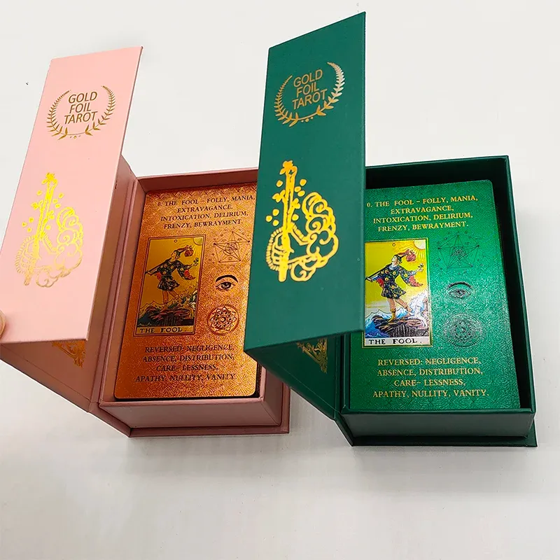 Spiele Neue Fahrerdeck Gold Folie Tarot Karten mysteriöses Brettspiel großartiges Divilation Oracle mit exquisiter Geschenkbox