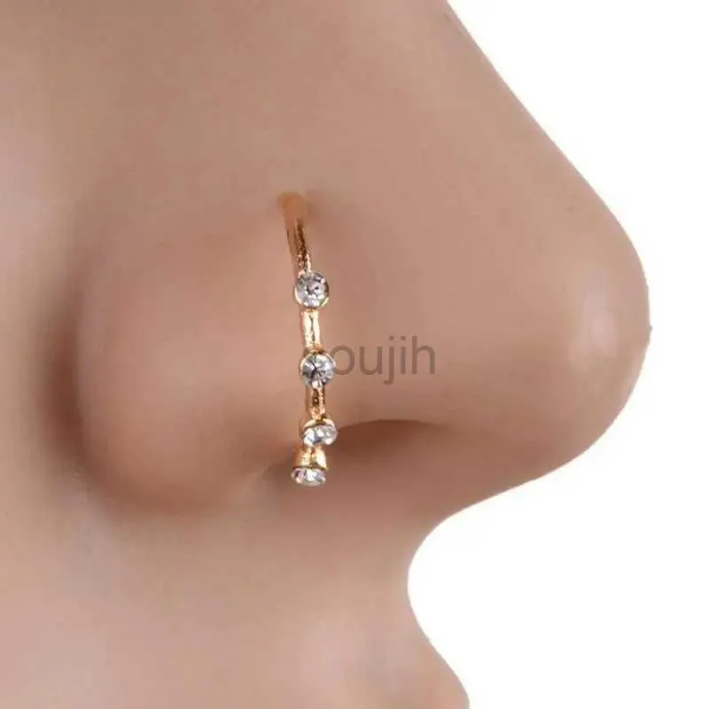 Artes do corpo 1pcs aço cirúrgico de zircão geme osso nariz píer de piercing brinco anodizado cor de ouro rosa nariz nariz jóias do corpo D240503