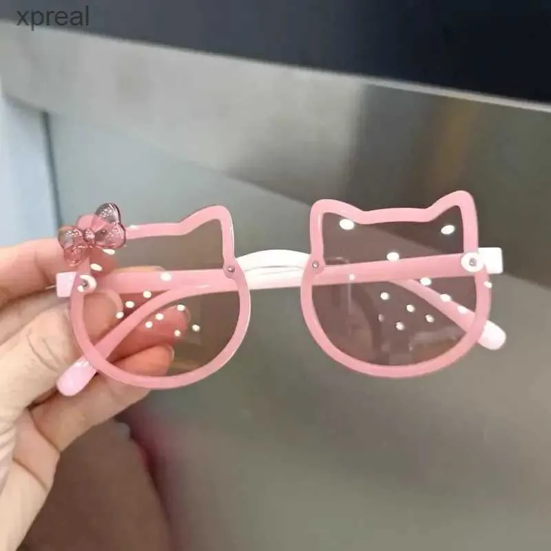 Lunettes de soleil Enfants d'été Lunettes de soleil mignonnes Kitty ACRYLIC BOW EXTÉRIEUR UV PROTECTION SORNES SORMES BÉBÉES GROUPES Classic Kid Boy UV400 Eyewear WX